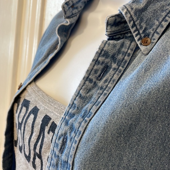 Ralph Lauren Sport Denim Oxford Jacket Large lightweight Size 10 Vintage GOOD - Picture 5 of 15